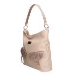 Elegáns női válltáska nagyméretű Karen bézs rostbőr