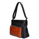 Evica női válltáska prémium Karen rostbőr fekete barna