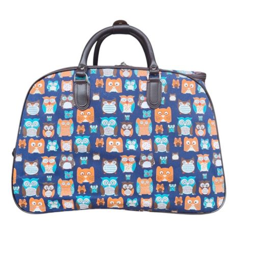 Gurulós utazótáska baglyos nagyméretű 2 kerekű 55 cm
