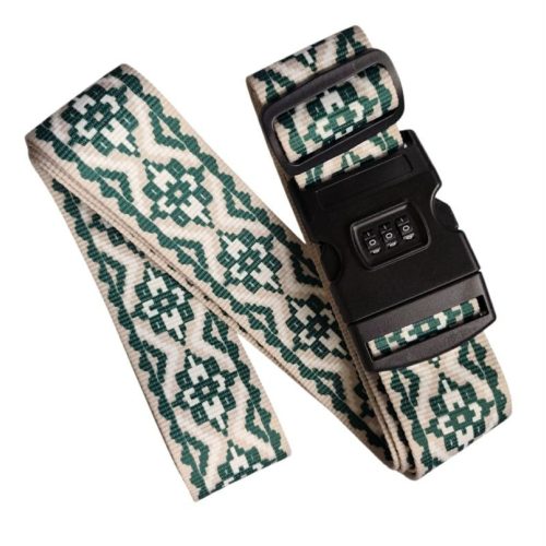 Bőröndpánt számzáras biztonsági poggyász heveder zöld bézs