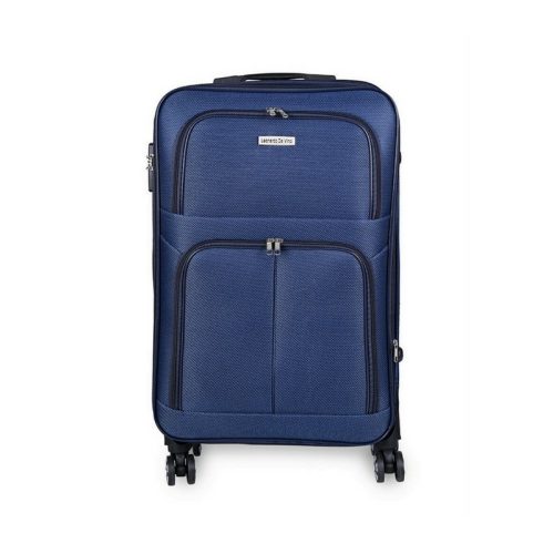Bőrönd kabin méret  55 x 40 x 20 cm kivehető kerekekkel puhafalú kék