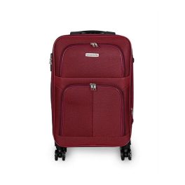 Bőrönd S-es kabin méret bordó 55 x 40 x 20 cm kivehető kerekekkel puhafalú