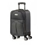 Bőrönd kabin méret  55 x 40 x 20 cm kivehető kerekekkel puhafalú szürke