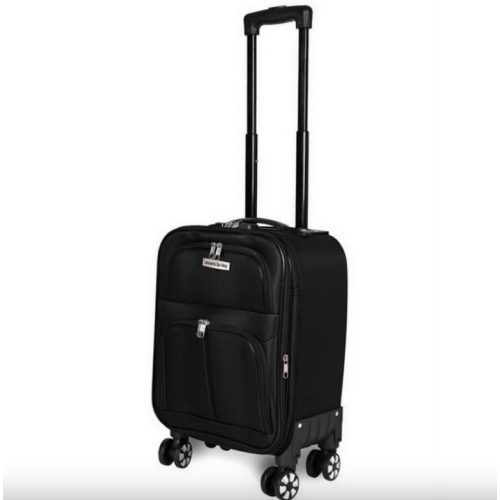 Kézipoggyász bőrönd 40 x 30 x 20 cm xs Wizz méret kivehető kerekekkel fekete