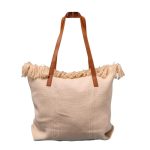 Strandtáska nagyméretű női válltáska bézs színű fonott