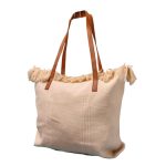 Strandtáska nagyméretű női válltáska bézs színű fonott