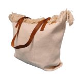 Strandtáska nagyméretű női válltáska bézs színű fonott