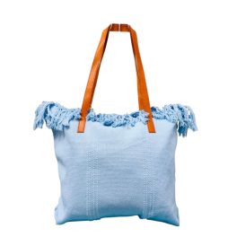   Strandtáska nagyméretű női válltáska kék színű fonott