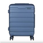 Bőrönd 55 x 40 x 20 cm sötétkék kézipoggyász kivehető kerekekkel ABS