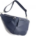 Enna valódi bőr női övtáska sötétkék crossbody nagyméretű