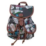 Nyári vászon női hátizsák kisméretű szürke fehér