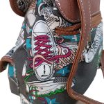 Nyári vászon női hátizsák kisméretű szürke fehér