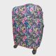 Bőröndhuzat S-es méretű bőröndre elasztikus anyagból virágmintás kék pink