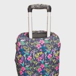 Bőröndhuzat S-es méretű bőröndre elasztikus anyagból virágmintás kék pink