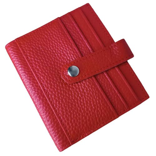 Mini valódi bőr női pénztárca kártyatartó piros színben