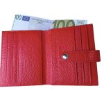 Mini valódi bőr női pénztárca és kártyatartó piros színben