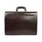 Aktatáska valódi bőr sötétbarna 3 rekeszes