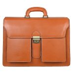 Aktatáska 3 részes valódi bőr konyak barna