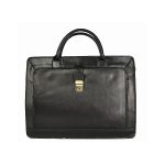 Aktatáska valódi bőr fekete 2 rekeszes