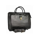 Aktatáska valódi bőr fekete 2 rekeszes