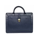Aktatáska valódi bőr sötétkék 2 rekeszes