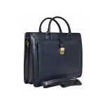 Aktatáska valódi bőr sötétkék 2 rekeszes