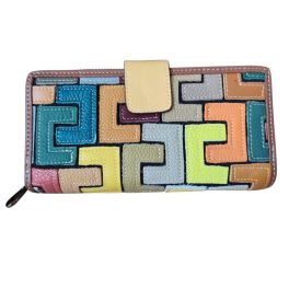 Valódi bőr női pénztárca Vera Pelle színes Patchwork