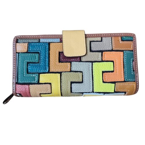 Valódi bőr női pénztárca Vera Pelle színes Patchwork