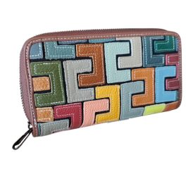 Valódi bőr női pénztárca Vera Pelle színes Patchwork