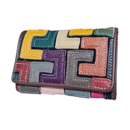 Zita női bőr pénztárca exclusive különleges színes patchwork