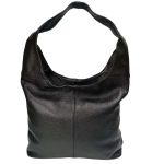 Tícia valódi bőr női táska fekete nagyméretű