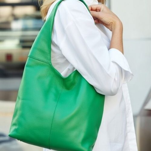 Adala valódi bőr női válltáska zöld nagyméretű