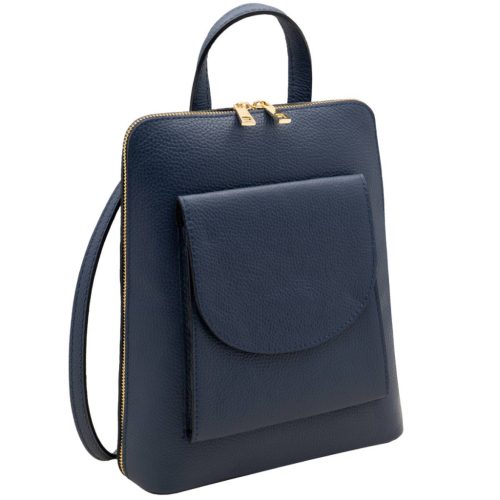 Vica valódi bőr női hátizsák és válltáska egyben sötétkék Natascia átalakítható