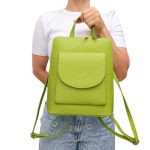 Angela valódi bőr női hátizsák válltáska egyben zöld színben