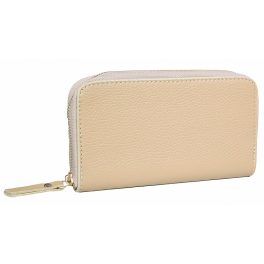 Valódi bőr női pénztárca bézs színben, cipzáras