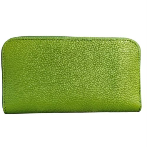 Női pénztárca zöld valódi bőr cipzáras