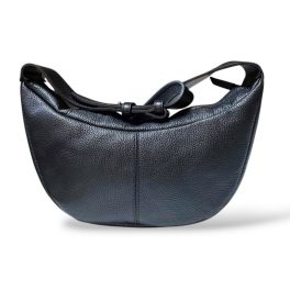   Vera Pelle valódi bőr női crossbody oldaltáska fekete nagyméretű