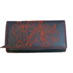 Roberto valódi bőr női pénztárca piros virágmintás