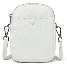   Jordána valódi bőr női oldaltáska kisméretű mobiltelefon táska fehér
