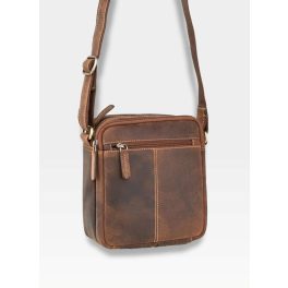   Hunter valódi bőr férfi oldaltáska barna színű kisméretű