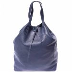 Valódi bőr női táska sötétkék nagyméretű shopper