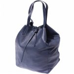 Valódi bőr női táska sötétkék nagyméretű shopper