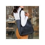 Valódi bőr női táska sötétkék nagyméretű shopper