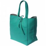 Nagyméretű valódi bőr női shopper kézitáska válltáska türkiz