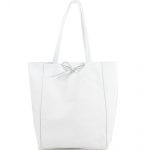 Valódi bőr női táska fehér színű nagyméretű shopper