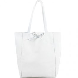 Valódi bőr női táska fehér színű nagyméretű shopper