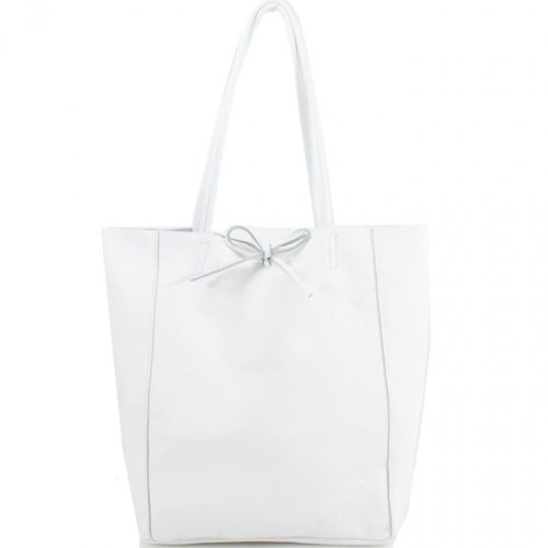 Valódi bőr női táska fehér színű nagyméretű shopper