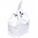 Valódi bőr női táska fehér színű nagyméretű shopper
