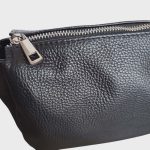 Flóra valódi bőr női táska sötétkék crossbody kisméretű