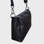 Flóra valódi bőr női táska sötétkék crossbody kisméretű